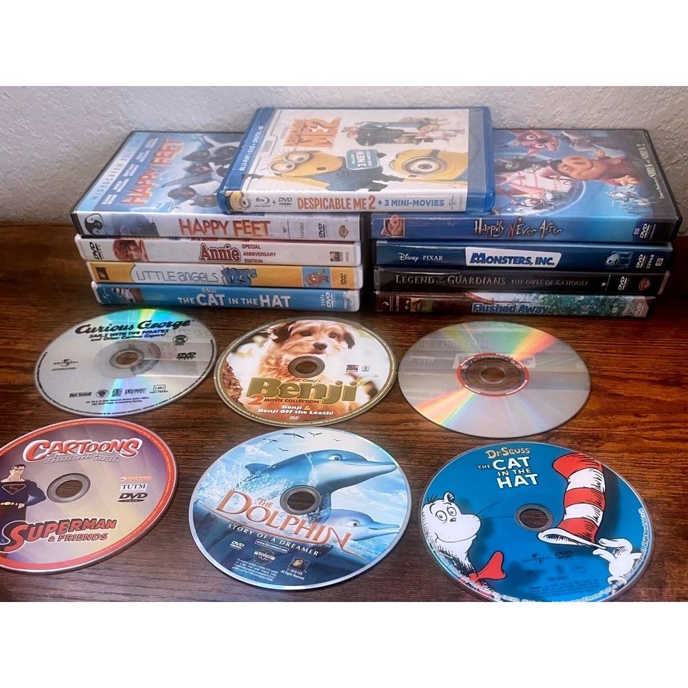 Kids Family DVD Classic Movie Set- Despicable Me, Cat in the Hat, Annie, & More